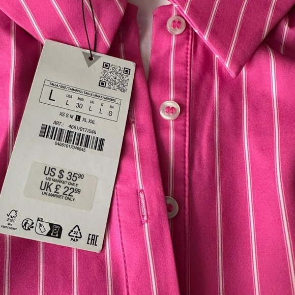 PINK STRIPED STRETCH BODYSUIT - Picture 2 of 2